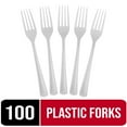 thumbnail image 1 of Exquisite Plastic Heavy-Duty Disposable Forks, White, 100 Count, 1 of 9