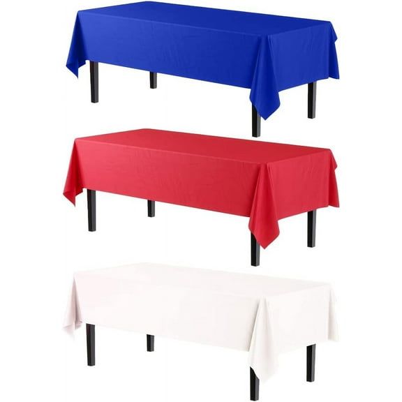 Exquisite Plastic Rectangular 4th of July Tablecloths, 12-Pack of Red, White & Blue