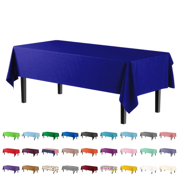 Exquisite Navy Plastic Tablecloth Cover - 54" x 108" - Heavy Duty - Disposable - 2 Pack