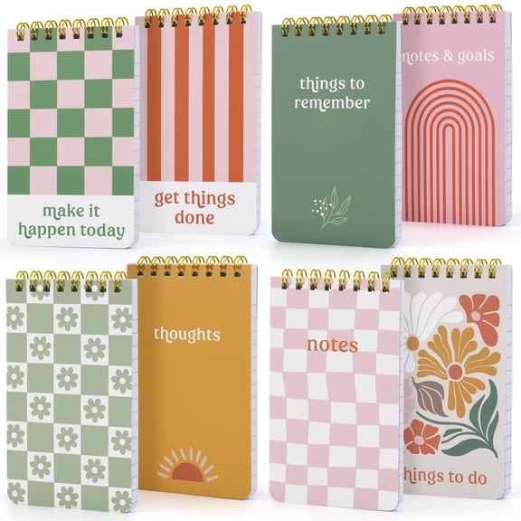Exquisite Pocket Notebook Set (8 notebooks) - 3x5 inch bound notebooks with lined pages - the perfect mini notebooks to help you stay organized and efficient at work or study.