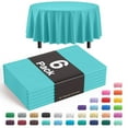 thumbnail image 1 of Exquisite Premium 84" Round Plastic Tablecloth - Aqua Blue Solid Print, 1 of 7