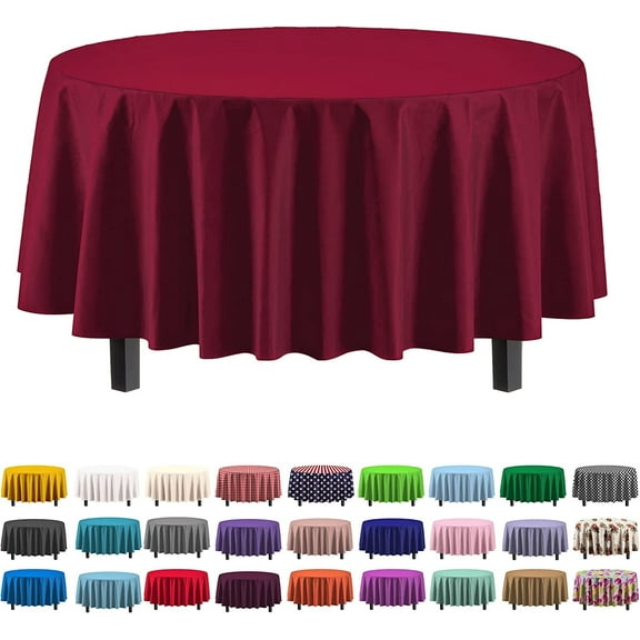 Exquisite Premium 84" x 84" Contemporary Burgundy Solid Print Plastic Tablecloths