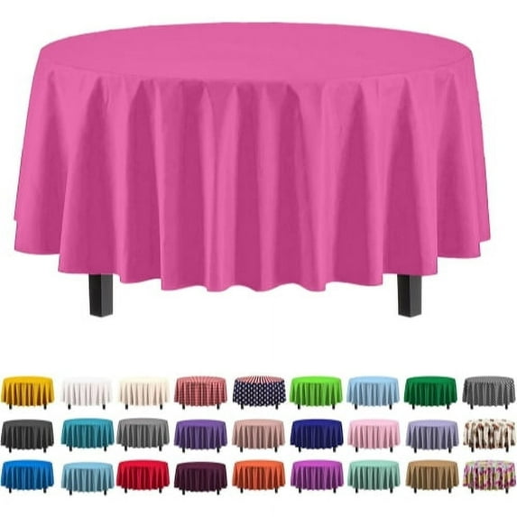 Exquisite Premium 84" x 84" Contemporary Tablecloth - Hot Pink Waterproof Plastic