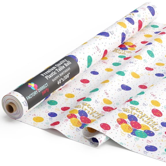 Exquisite Premium Birthday Party Tablecloth - Balloon Print Table Roll - 40" x 300 Ft.