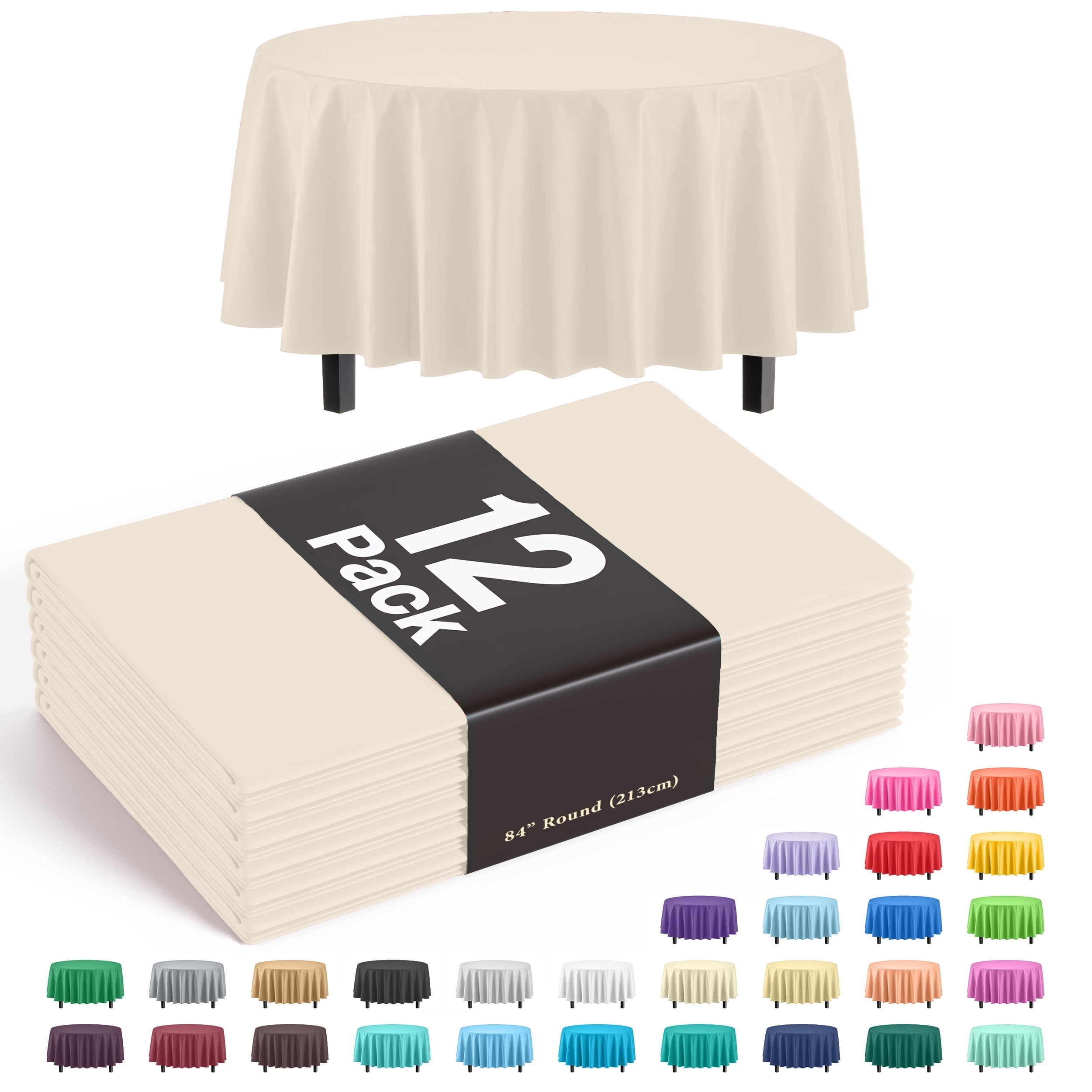 round dsiposable linen like table cloths Exquisite 12 Premium Ivory Plastic 84