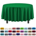 thumbnail image 1 of Exquisite Premium Plastic Tablecloth 84". Round Table Cover - Emerald Green, 1 of 5