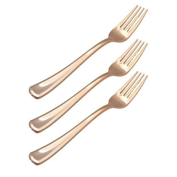 Exquisite Premium Rose Gold Plastic Silverware - 20 Rose Gold Plastic Forks