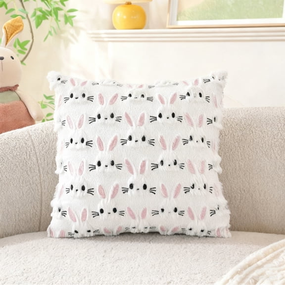 Exquisite Printed Pillowcases for Easter, Sofa Cushion Covers with Cute Rabbits and Eggs, High-Definition Printing, Comfortable Fabric for Home Decor, Ideal for Spring Celebrations and Gifts