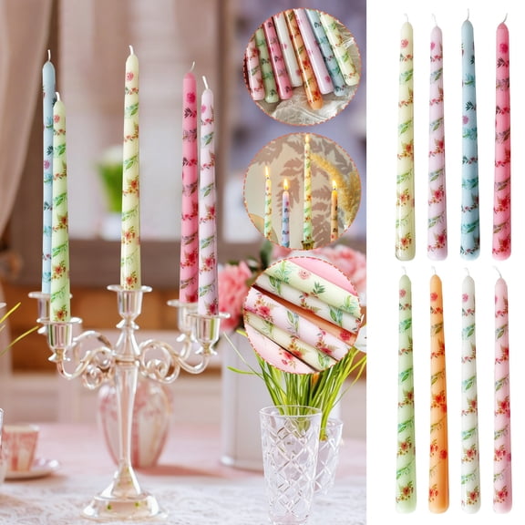 Exquisite Printed Taper Candles | Romantic Long Rod Wax | Odorless, Dripless, Hand-Cast | Wedding, Valentine’s Day, Party, Birthday | 2 Pack, No Candleholder Included