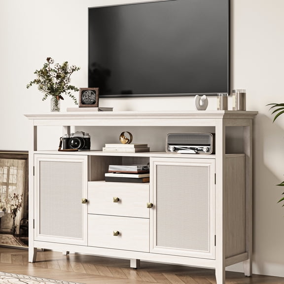 Exquisite Rattan Sideboard with Smooth-Slide Drawers / Enhances Space Aesthetic in Kitchen
