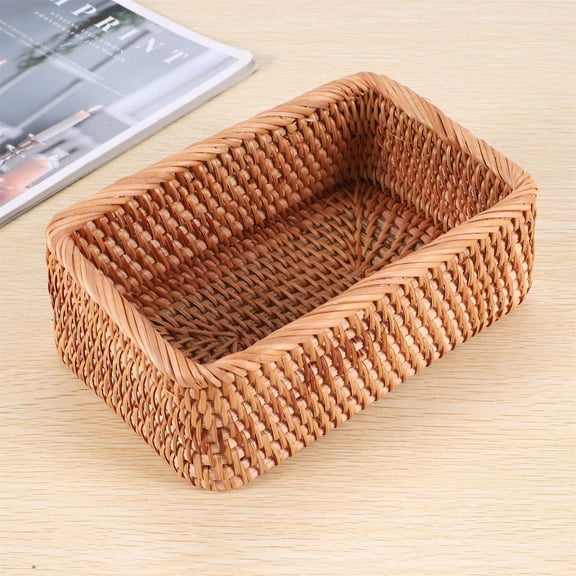 Exquisite Rattan Storage Basket | a Must Have for Living Room and Bedroom Organization | Cosmetic Desktop Storage Utensil | Multifunctional Snack and Storage Basket | Natura
