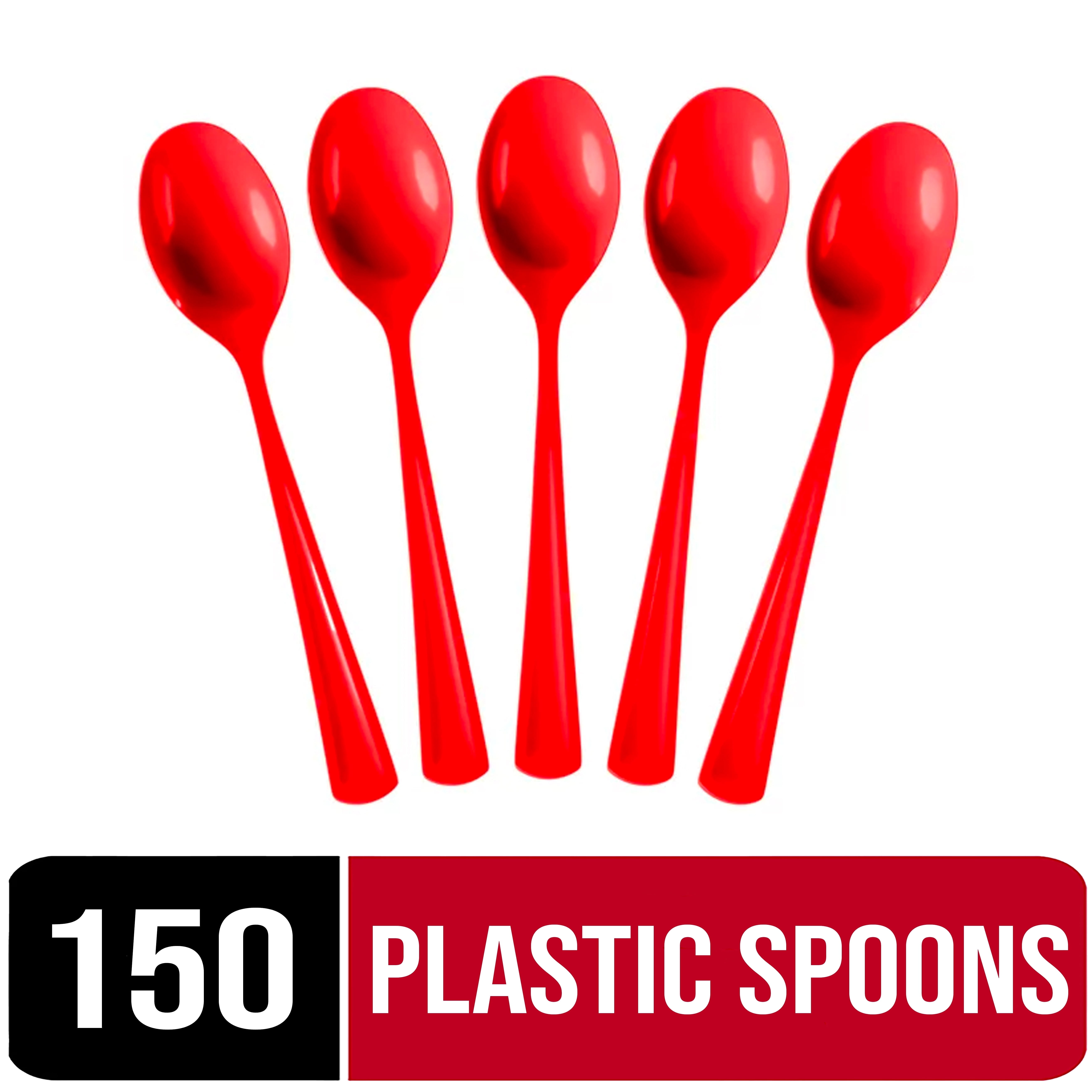Exquisite Red Disposable Spoons - Red Plastic Spoons - 150 Count