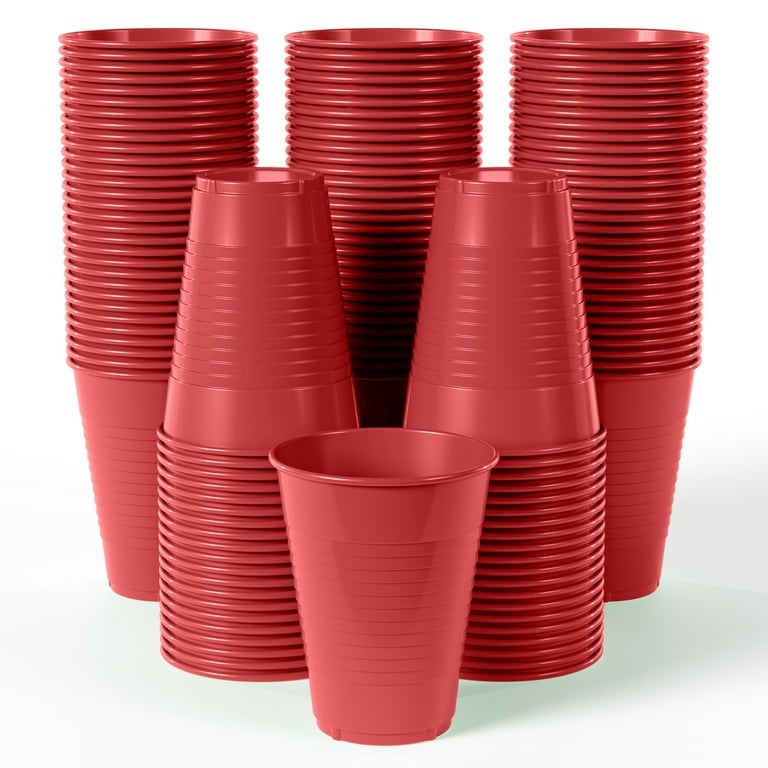 Exquisite Red Heavy Duty Disposable Plastic Cups, Bulk Party Pack, 12 oz -  50 Count