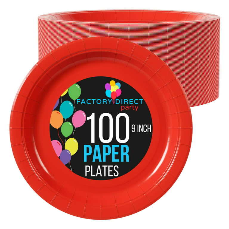 Exquisite Red Paper Plates - 9 Inch - 100 Count - Bulk Disposable Paper  Plates 