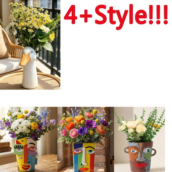 Exquisite Red Shed Styled Goose Head Resin Vase, Unique Animal Shaped Floral Container, Elegant Table Centerpiece Ornament for Fresh Bouquets, Dried Flower Arrangements/Home Garden Decoration, D