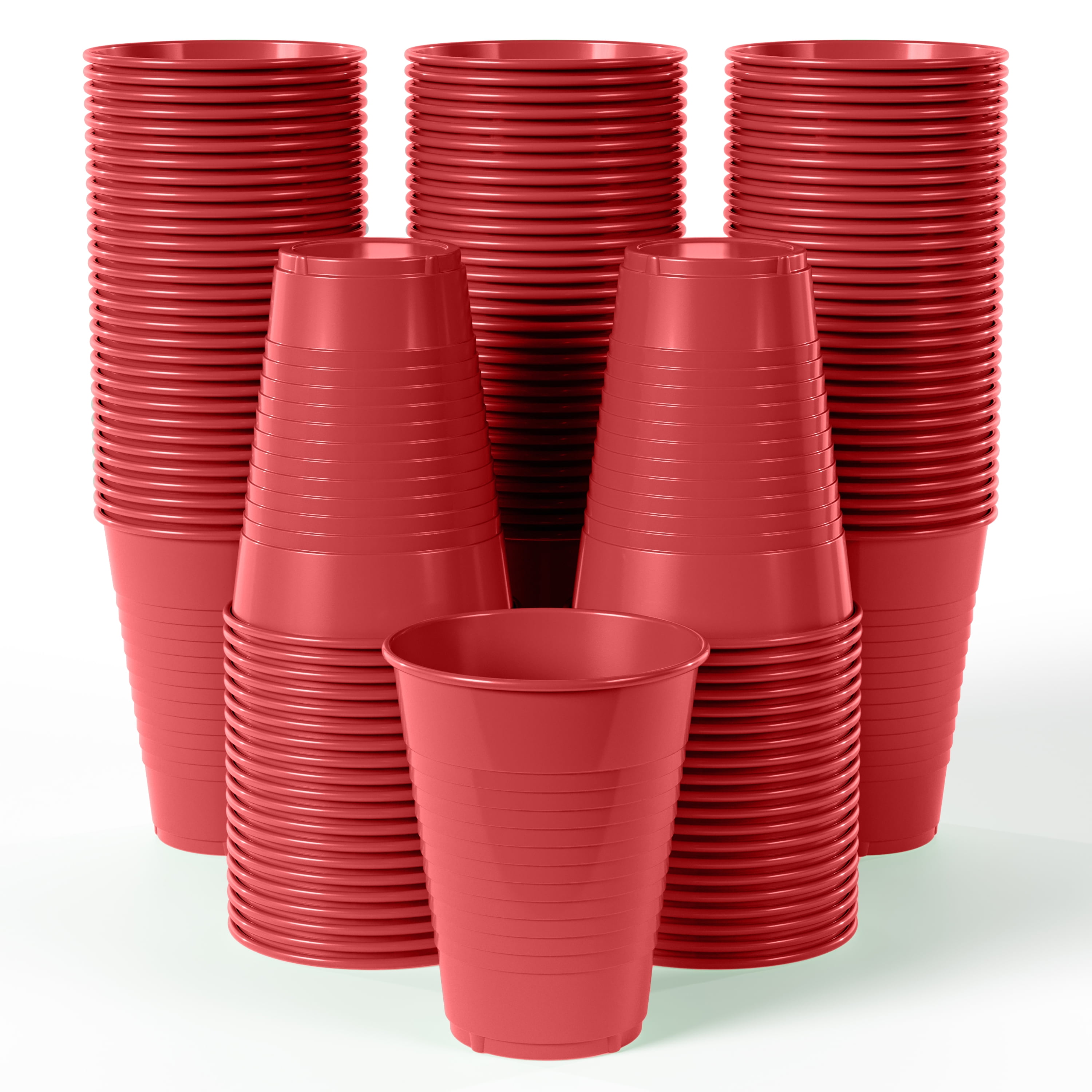  TashiBox 12 oz disposable plastic party cups (Red, 100