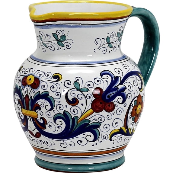 Exquisite Ricco Deruta Hand-Painted Ceramic Pitcher