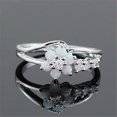 thumbnail image 1 of Exquisite Round Cut White Opal Stone Silver Color Flower Women Rings Inlay Zircon Jewelry Ring, 1 of 1