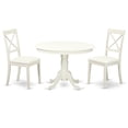 thumbnail image 1 of Exquisite Round Kitchen Dinette Set | 42" Table, 2 Dining Chairs | Dark Smooth Elements | Linen White Finish | Elegant & Comfortable, 1 of 4