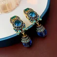 thumbnail image 1 of Exquisite Round Pendant Clip On Earrings Alloy Jewelry Shiny Blue Rhinestones Inlaid Vintage Ethnic Style Personality Earrings, 1 of 4