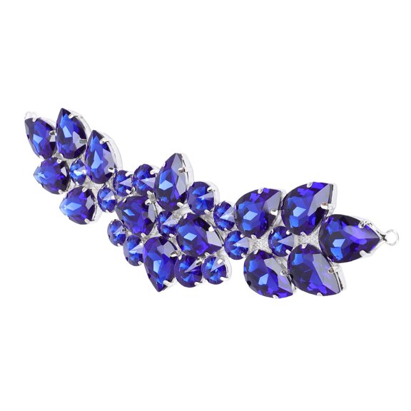Exquisite Royal Blue Teardrop Crystal Glass Rhinestone Applique Dazzling Patch Crafts Embellishment DIY Decor Accessories For Apparel And Wedding Dresses (8.66 inches / 22 cm)