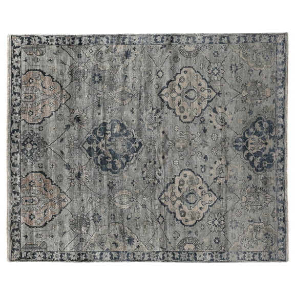 Exquisite Rugs Antique Weave Bamboo Blue/Gray Bamboo Silk Hand-Knotted Area Rug