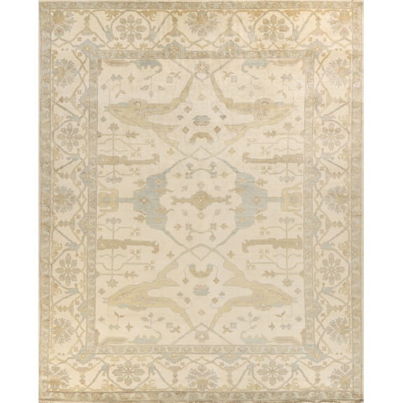 Exquisite Rugs Antique Weave Oushak Beige/Blue/Brown New Zealand Wool Hand-Knotted Area Rug
