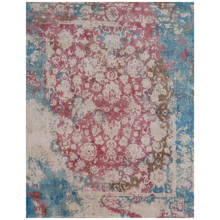 Exquisite Rugs Antolini Pink/Blue Bamboo Silk handloomed Area Rug