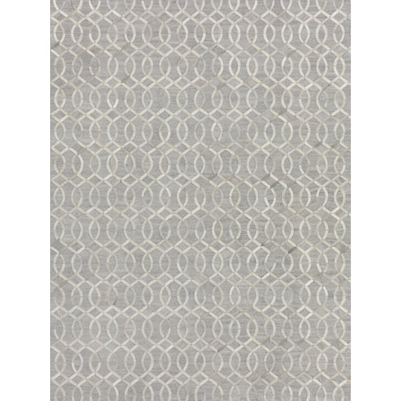 Exquisite Rugs Area Rug Berlin 5X8 Handmade Hand-Stitched Leather/Viscose Silver/Ivory