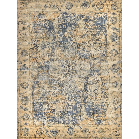 Exquisite Rugs Cassina Blue/Beige Bamboo Silk handloomed Area Rug