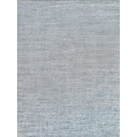 Exquisite Rugs Crush Aqua/Dark Aqua Bamboo Silk Hand-Knotted Area Rug