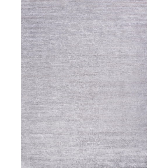 Exquisite Rugs Crush Silver Bamboo Silk Hand-Knotted Area Rug