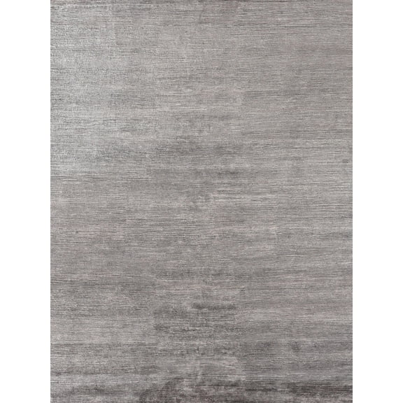 Exquisite Rugs Crush Silver/Dark Silver Bamboo Silk Hand-Knotted Area Rug