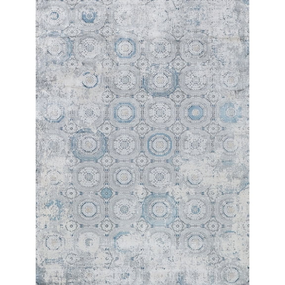 Legacy Ivory/Blue Acrylic/Viscose powerloom Area Rug