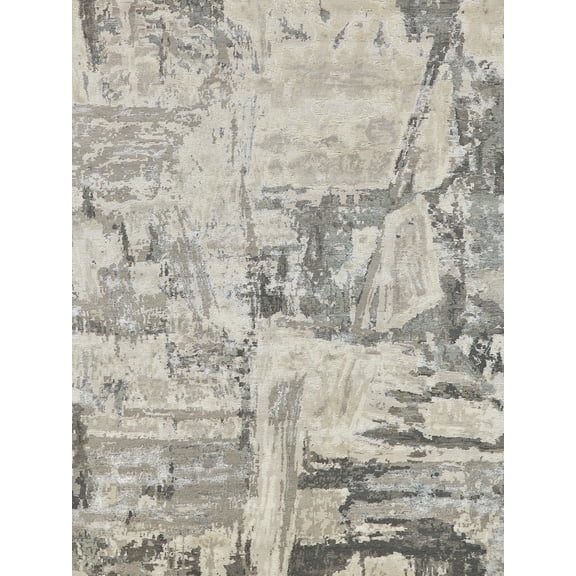 Exquisite Rugs Luxury Laureno Ivory/Gray Bamboo Silk Hand-Knotted Area Rug