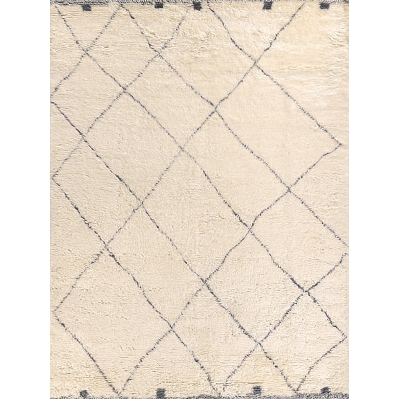 Exquisite Rugs Moroccan Ivory/Gray New Zealand Wool Hand-Knotted Area Rug