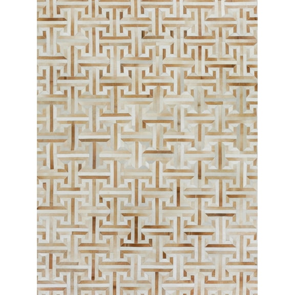 Exquisite Rugs Natural Hide Beige/Multi Leather Hide Hand-Tufted Area Rug