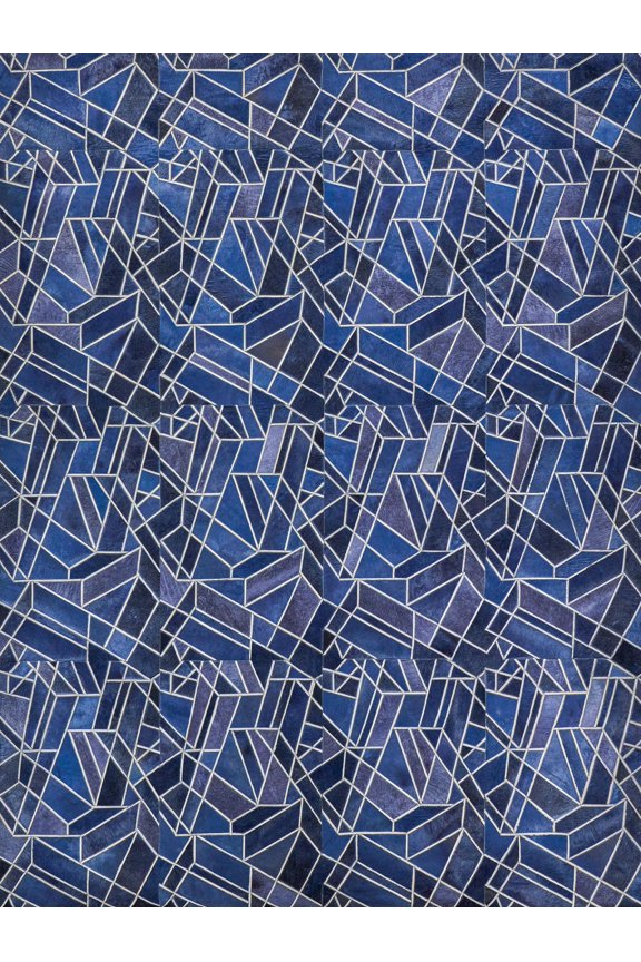 Natural Hide Blue/Ivory Leather Hide Hand-Tufted Area Rug
