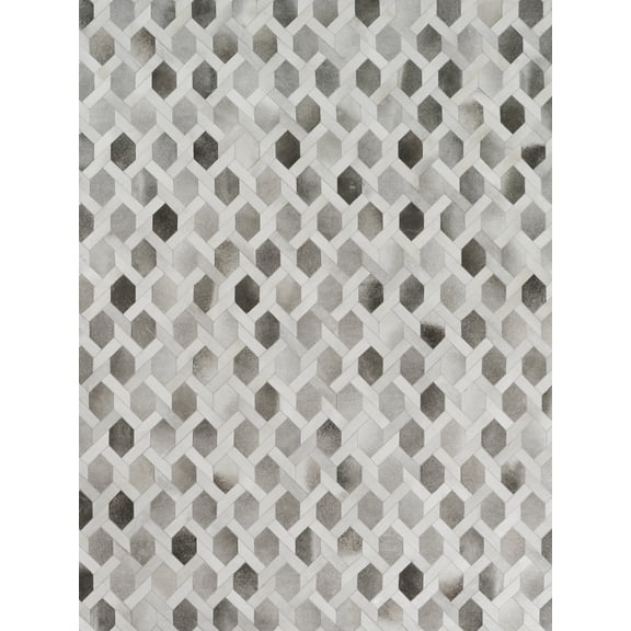 Exquisite Rugs Natural Hide Gray/Silver Leather Hide Hand-Tufted Area Rug