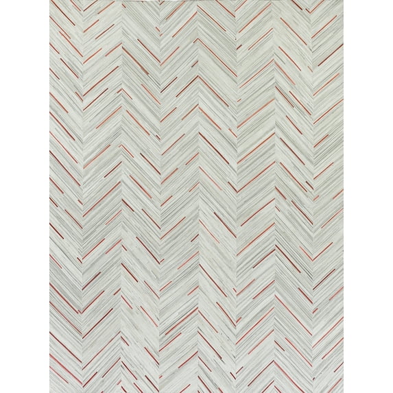 Exquisite Rugs Natural Hide Ivory/Beige/Red/Multi Leather Hide Hand-Tufted Area Rug
