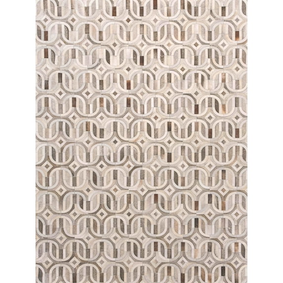 Exquisite Rugs Natural Hide Medium Gray/Ivory Leather Hide Hand-Tufted Area Rug