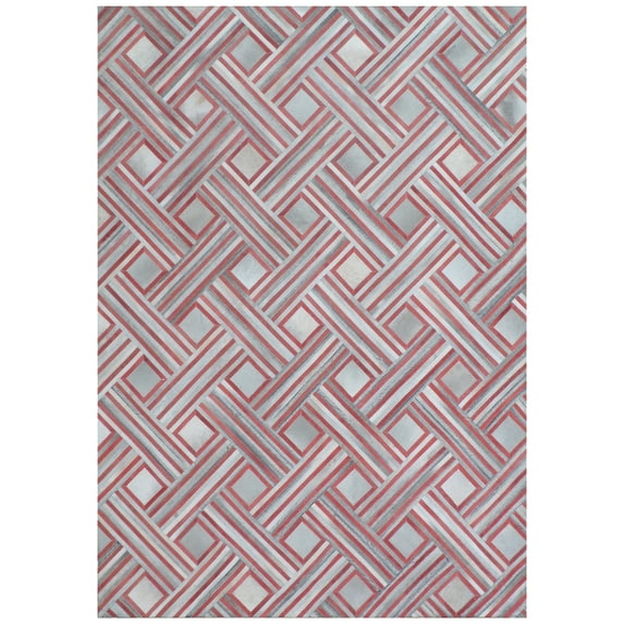 Exquisite Rugs Natural Hide Red/Multi Leather Hide Hand-Tufted Area Rug