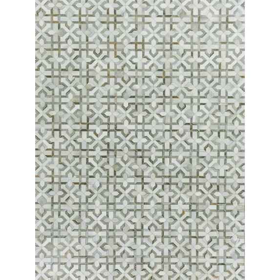 Exquisite Rugs Natural Hide Silver/Ivory Leather Hide Hand-Tufted Area Rug