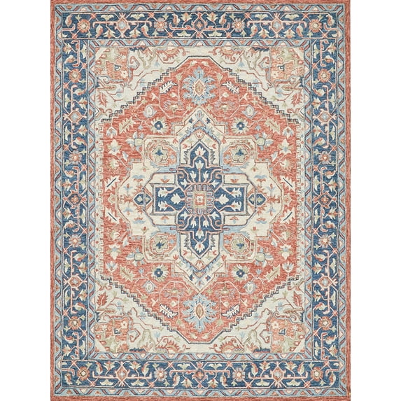 Exquisite Rugs Richmond Serapi Handmade Hand-Tufted New Zealand Wool on Canvas Red/Blue Area Rug