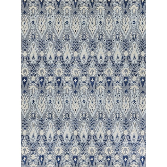 Exquisite Rugs Sarasota Gray/Light Blue New Zealand Wool Hand-Tufted Area Rug