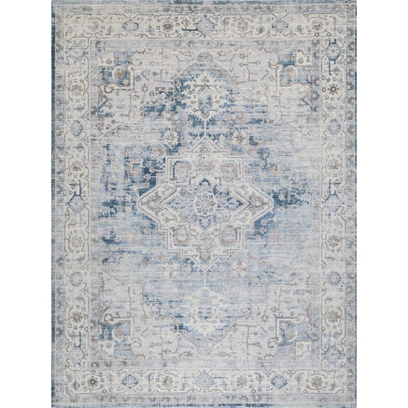 Vintage Looms Blue/Beige Polyester powerloom Area Rug