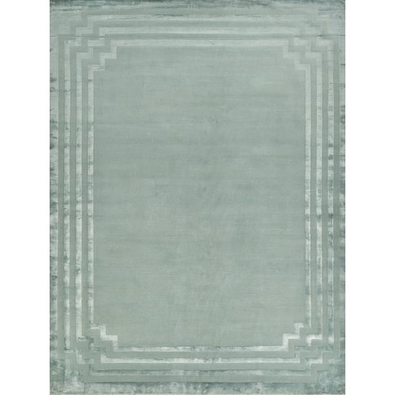 Exquisite Rugs Vero Aqua/Blue Wool/Bamboo Silk Hand-Knotted Area Rug