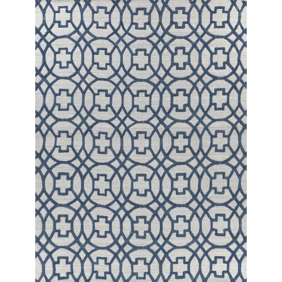 Exquisite Rugs Windsor Dark Blue/Gray Wool/Bamboo Silk handloomed Area Rug