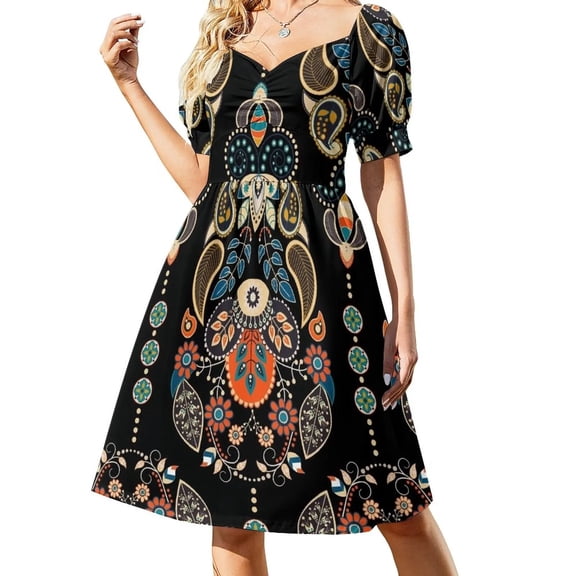Exquisite Seamless Paisley Pattern Dress dresses korean style dresses for woman