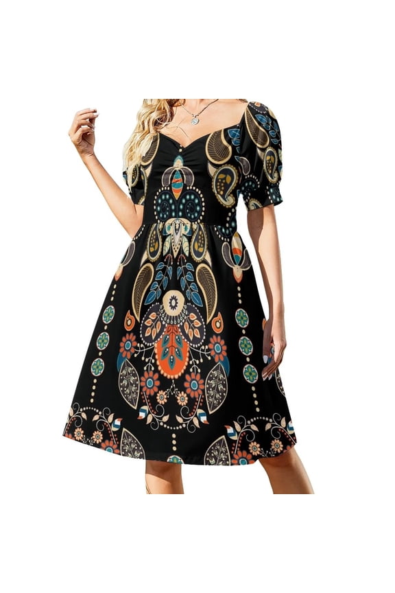 Exquisite Seamless Paisley Pattern Dress dresses korean style dresses for woman
